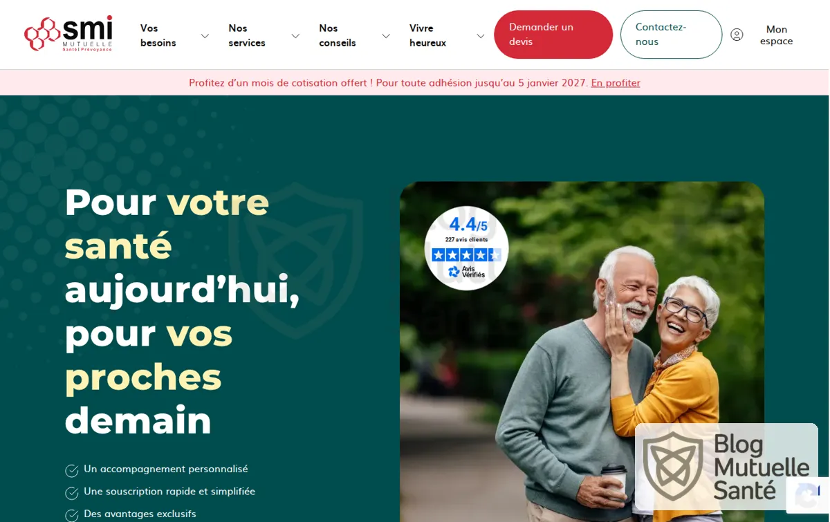 Capture : Mutuelle, prévoyance et surcomplémentaire santé - Mutuelle SMI