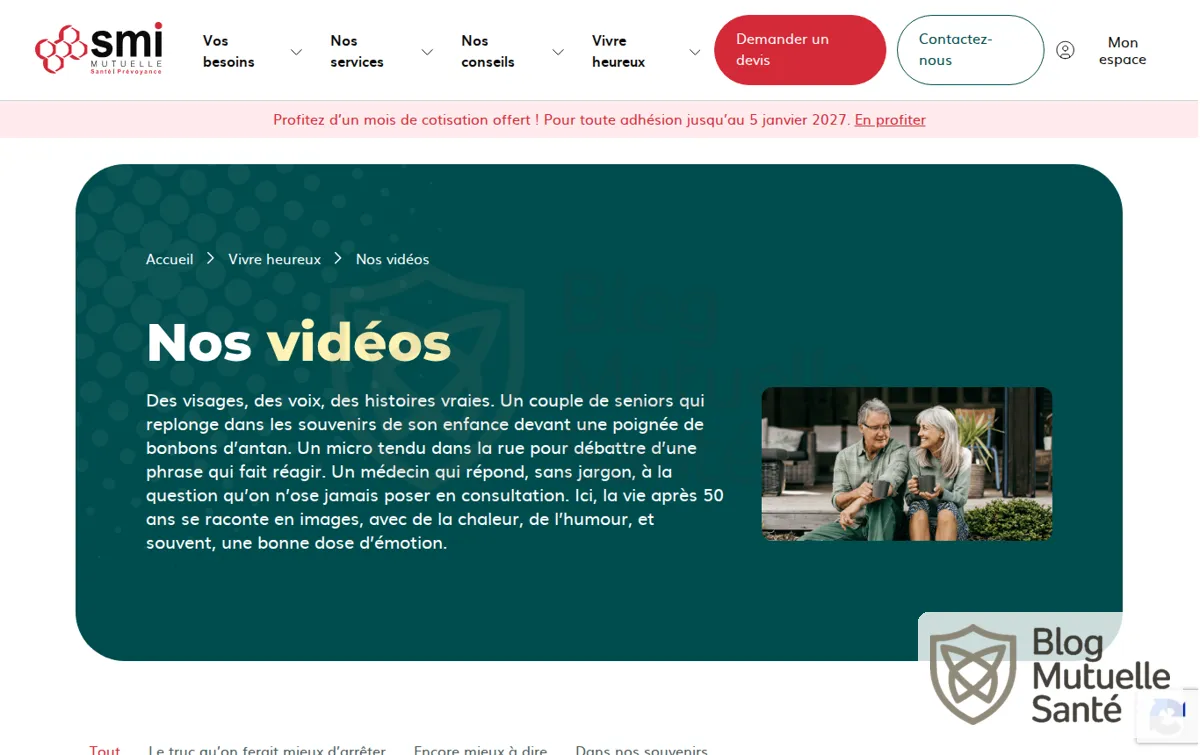Capture : Nos vidéos - Mutuelle SMI